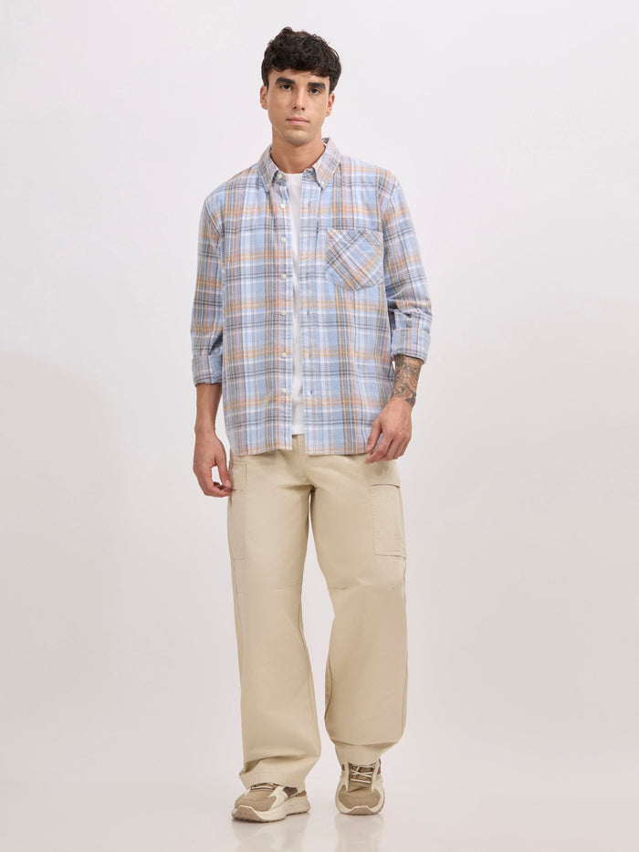 men's super baggy fit pant in beige color