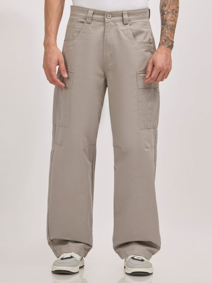men's super baggy fit pant in grey color