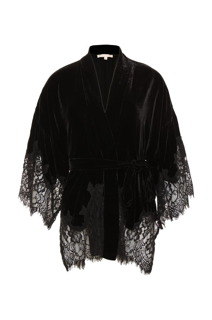 Velvet Coco Lace Kimono Black