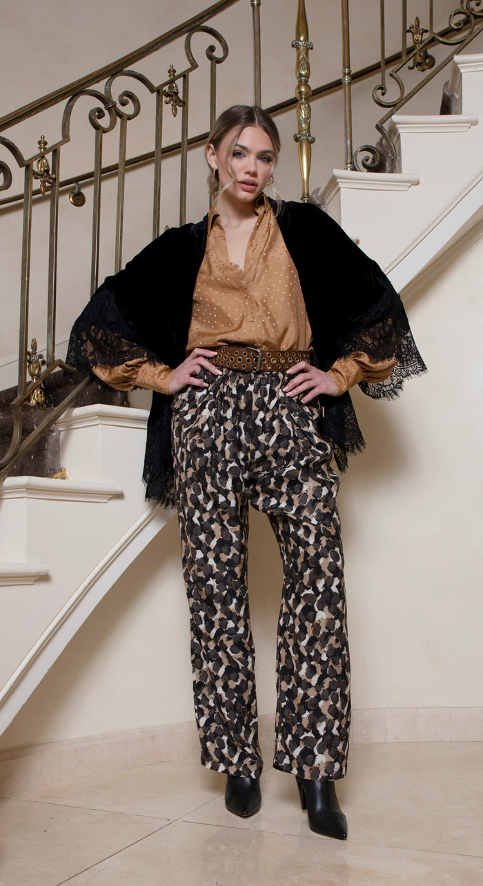 Velvet Coco Lace Kimono Black
