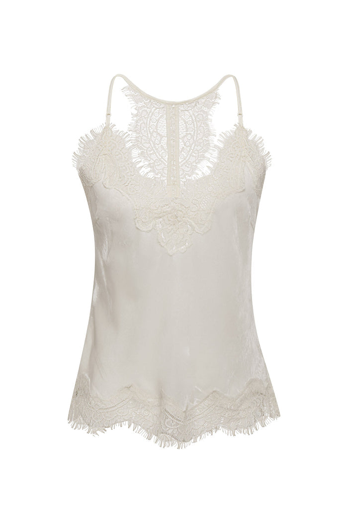 Velvet Cropped Lace Cami Dove