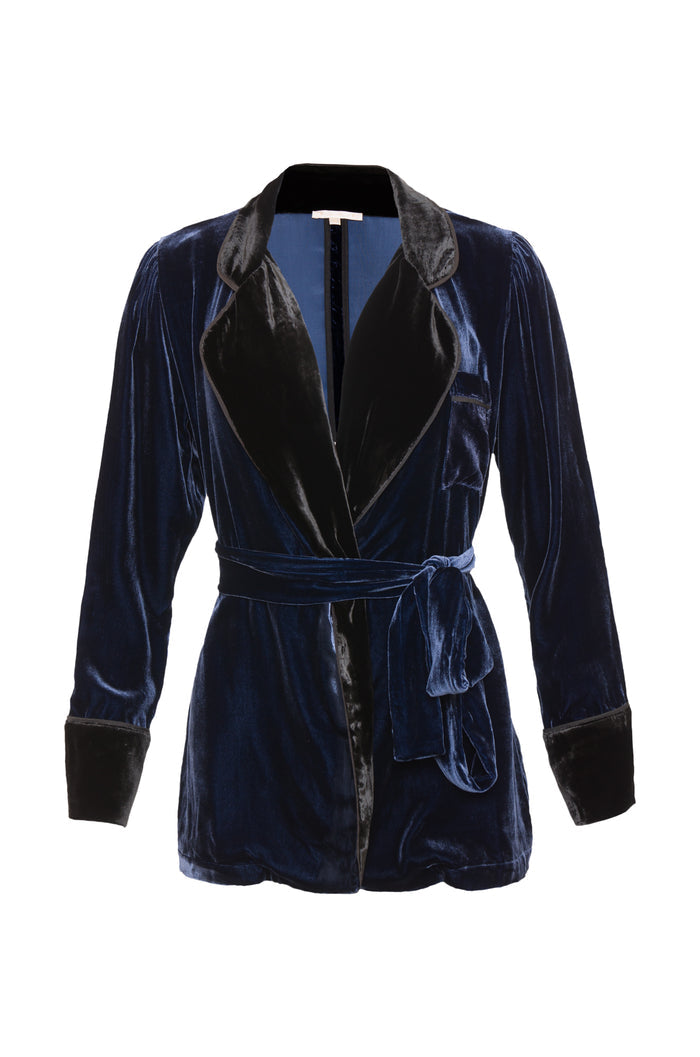 Velvet Robe Blazer - Navy