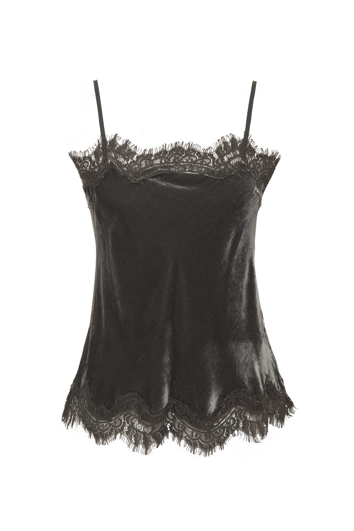 Velvet Straight Cami Dark Grey