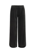 Velvet Wide Leg Pull-On Pants - Dark Grey