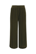 Velvet Wide Leg Pull-On Pants Dark Olive