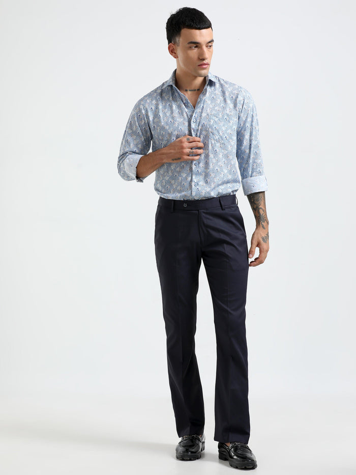 Wee Boot Cut Formal Pant - Navy Blue - Espanshe