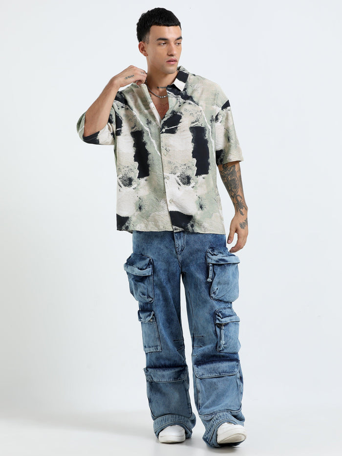 cropped baggy fit shirt with casual print
cropped shirts for men
baggy shirts for men