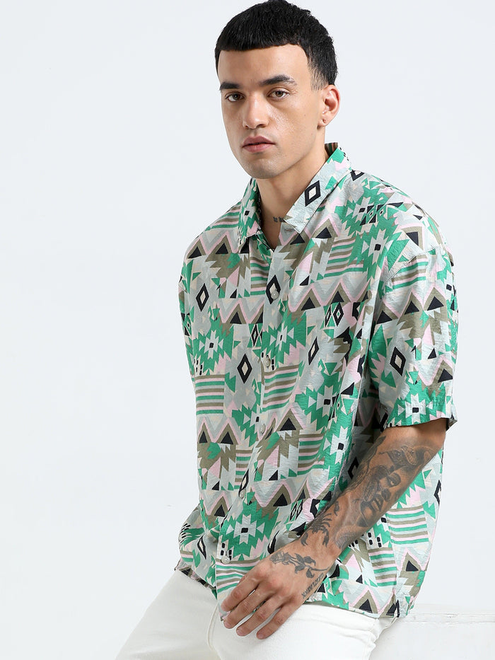 cropped baggy fit shirt with geometric print
cropped shirts for men
baggy shirts for men