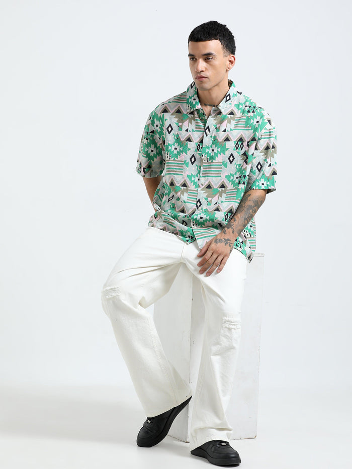 cropped baggy fit shirt with geometric print
cropped shirts for men
baggy shirts for men