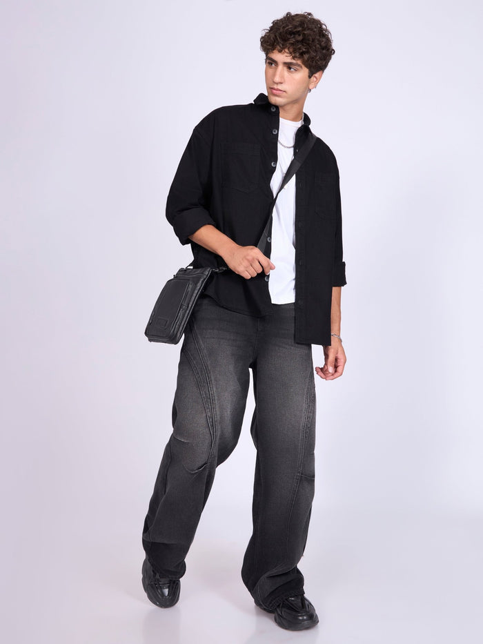 Men's Denim Shirt in Jet Black