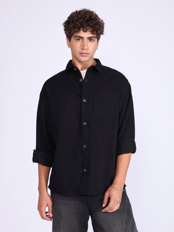 Men's Denim Shirt in Jet Black