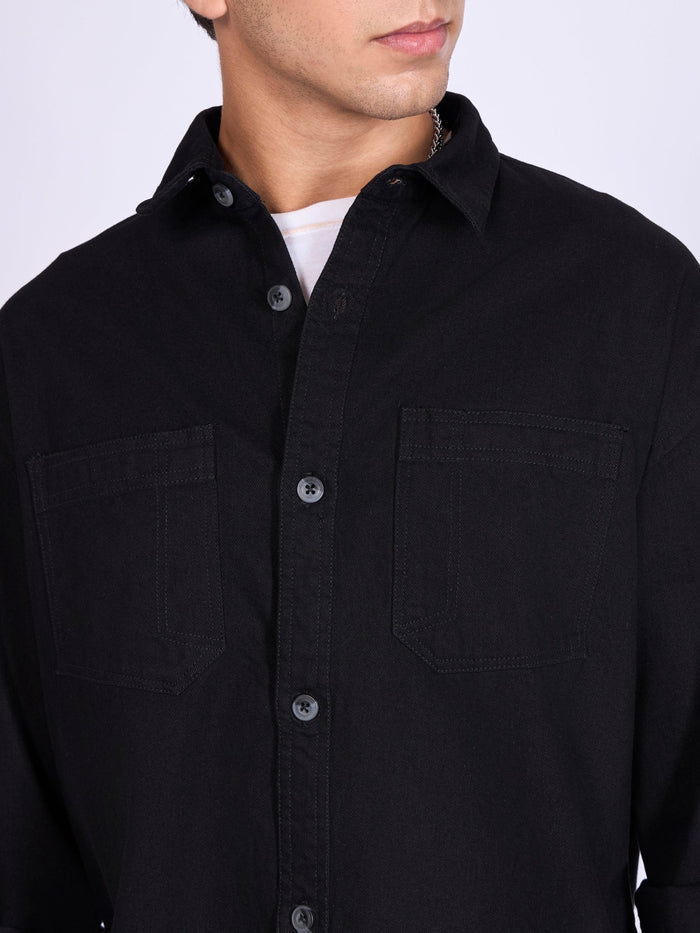 Men's Denim Shirt in Jet Black
