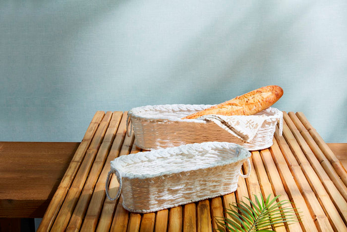 White Paper Rope Bread Basket Set