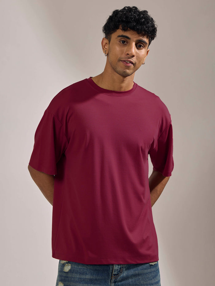 men's halfsleeve plain tshirt in cranberry
