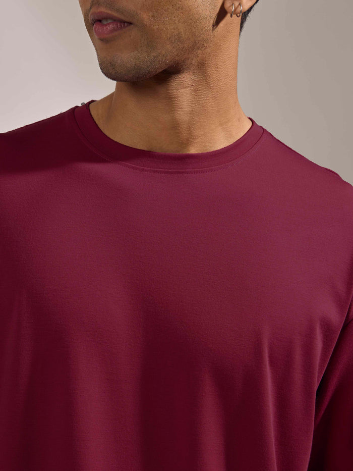 men's halfsleeve plain tshirt in cranberry