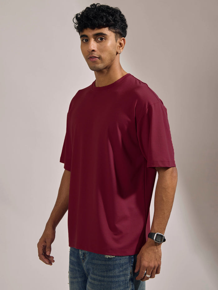 men's halfsleeve plain tshirt in cranberry