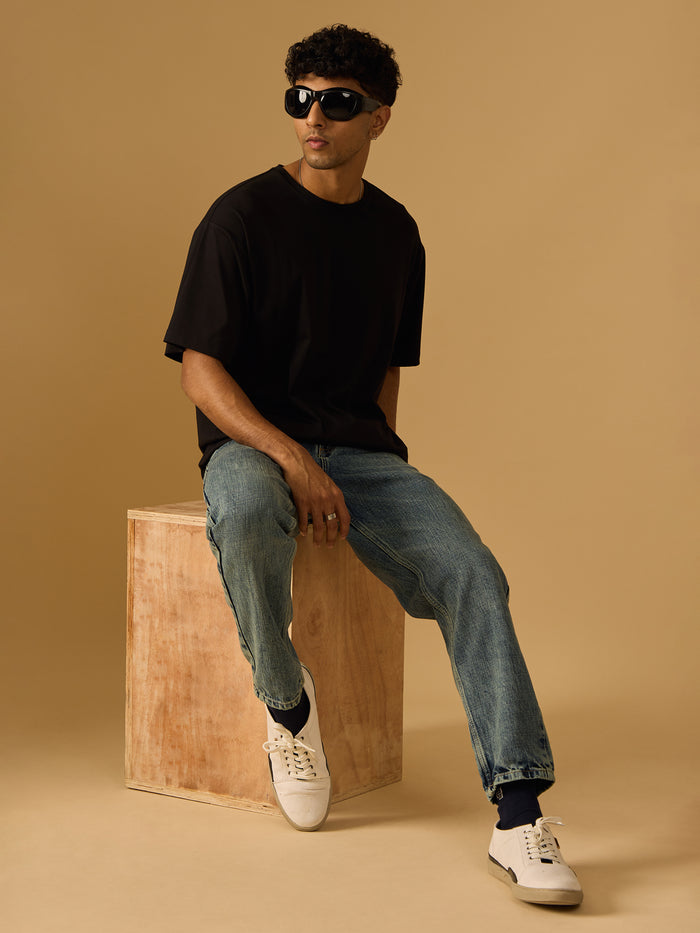 men's halfsleeve plain tshirt in peanut black