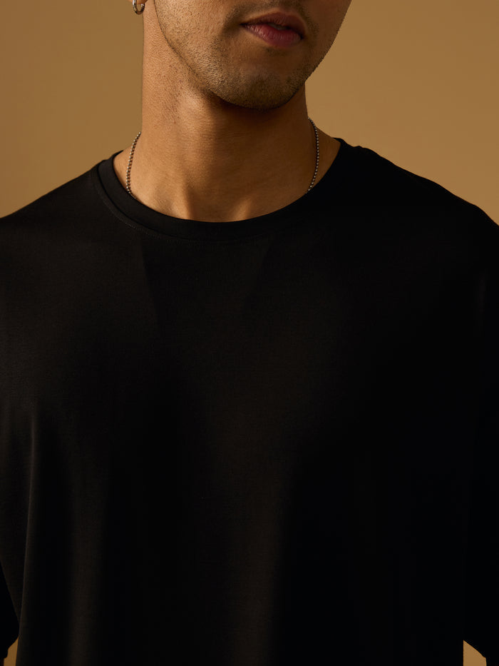 men's halfsleeve plain tshirt in peanut black