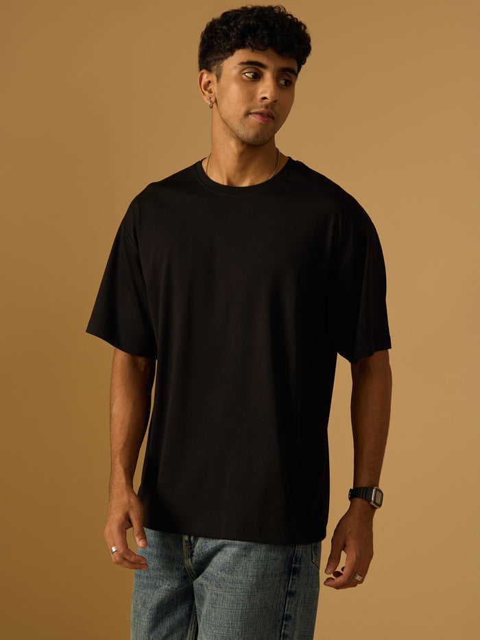 men's halfsleeve plain tshirt in peanut black