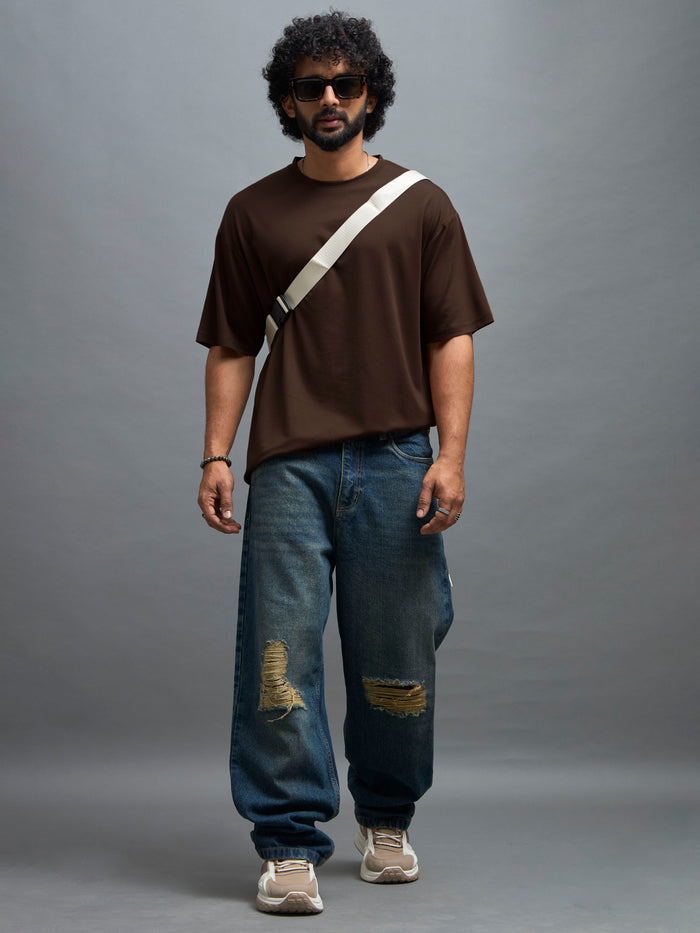 men's halfsleeve plain tshirt in ground coffee