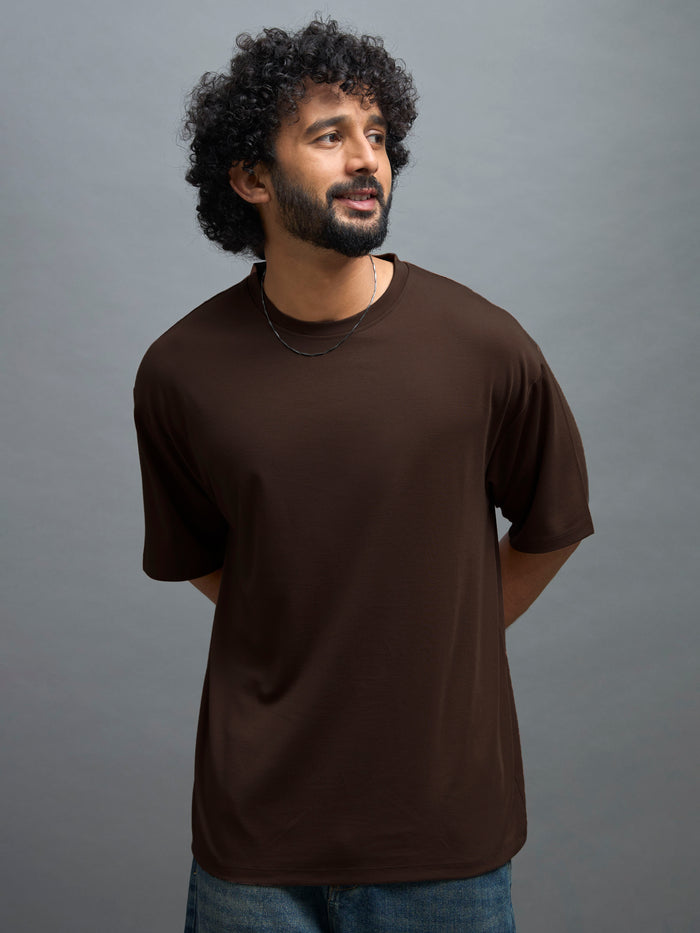 men's halfsleeve plain tshirt in ground coffee