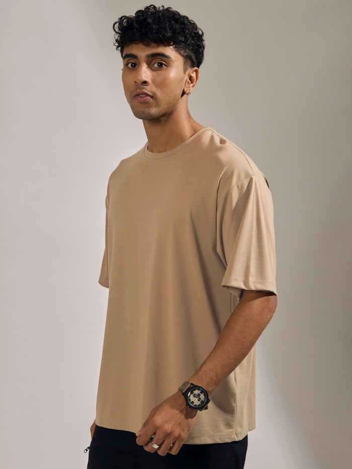 men's halfsleeve plain tshirt in peanut brown