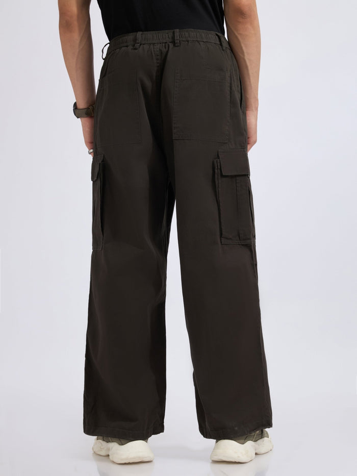 men's parachute cargo pants in green