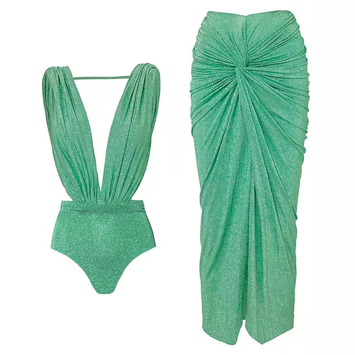 Zenya V-Neck Swimsuit Set - Blue